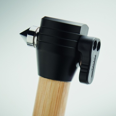 Logo trade promotional giveaway photo of: 3-in-1 bamboo flashlight with an emergency hammer and seatbelt cutter